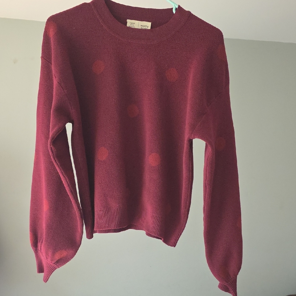 Anthropologie Saturday Sunday Puff Sleeved Sweater Purple/Dot Women’s Size M
